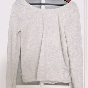 Swoop neck, cross back sweater